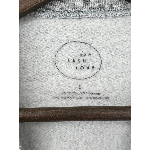 Lash Love Grey Sweatshirt Real Friends Fake Lashes Women's Size Large - Picture 4 of 4